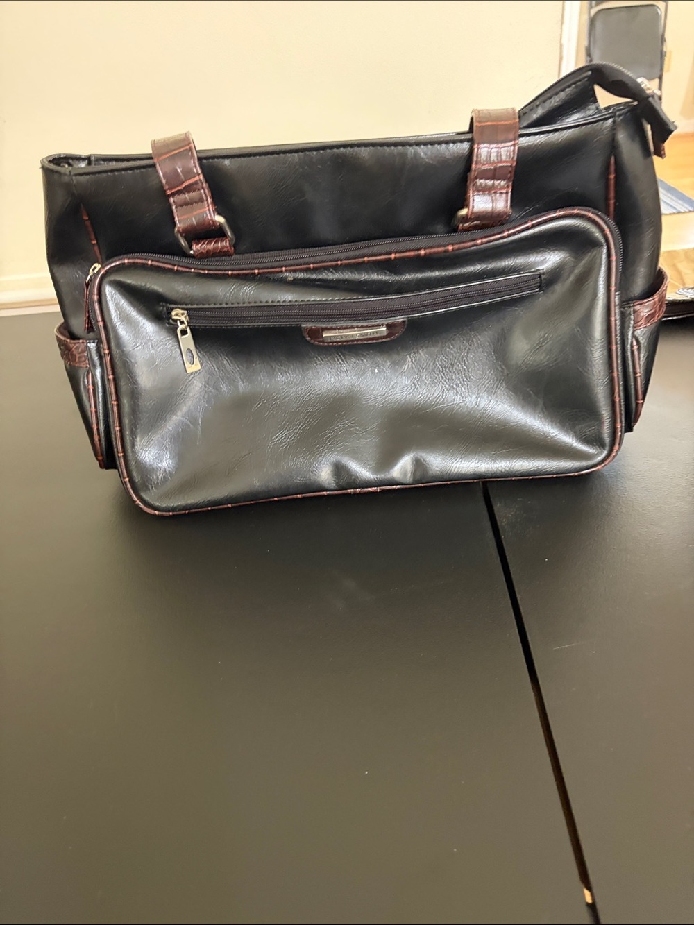 Jaclyn Smith Purse-Black with Brown trim
